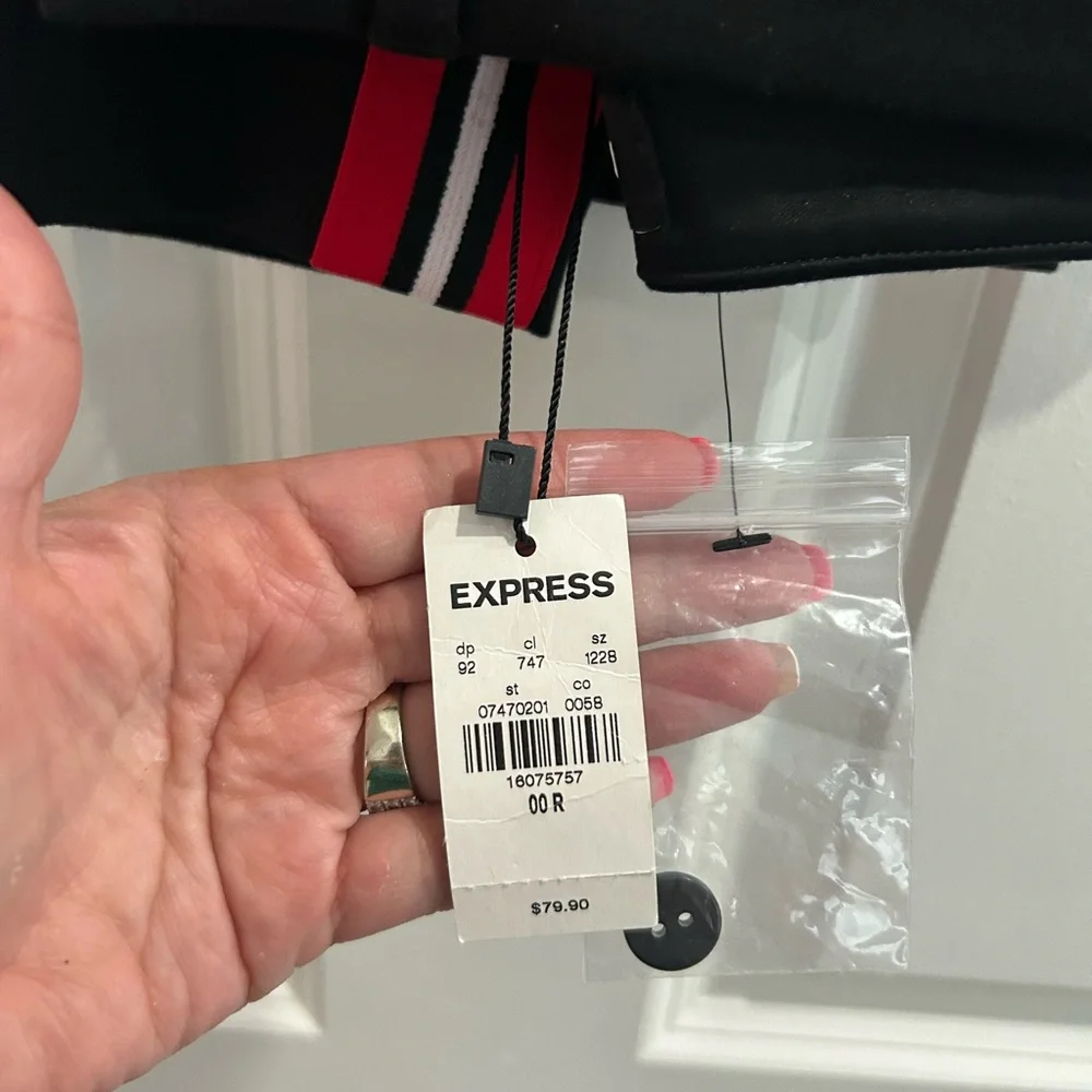 Express women’s Black pants with Red and White Stripes - Picture 2 of 6